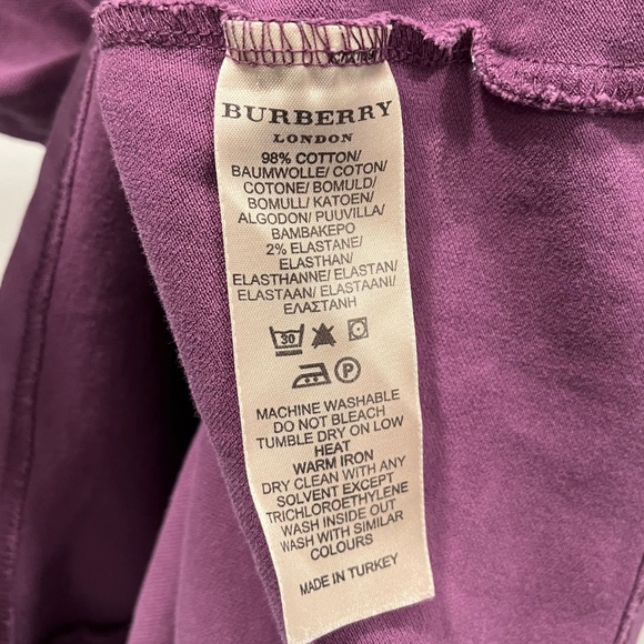 BURBERRY LONDON | Cotton Puff Sleeve Button Down Polo Shirt in Purple | Size S - Picture 8 of 9
